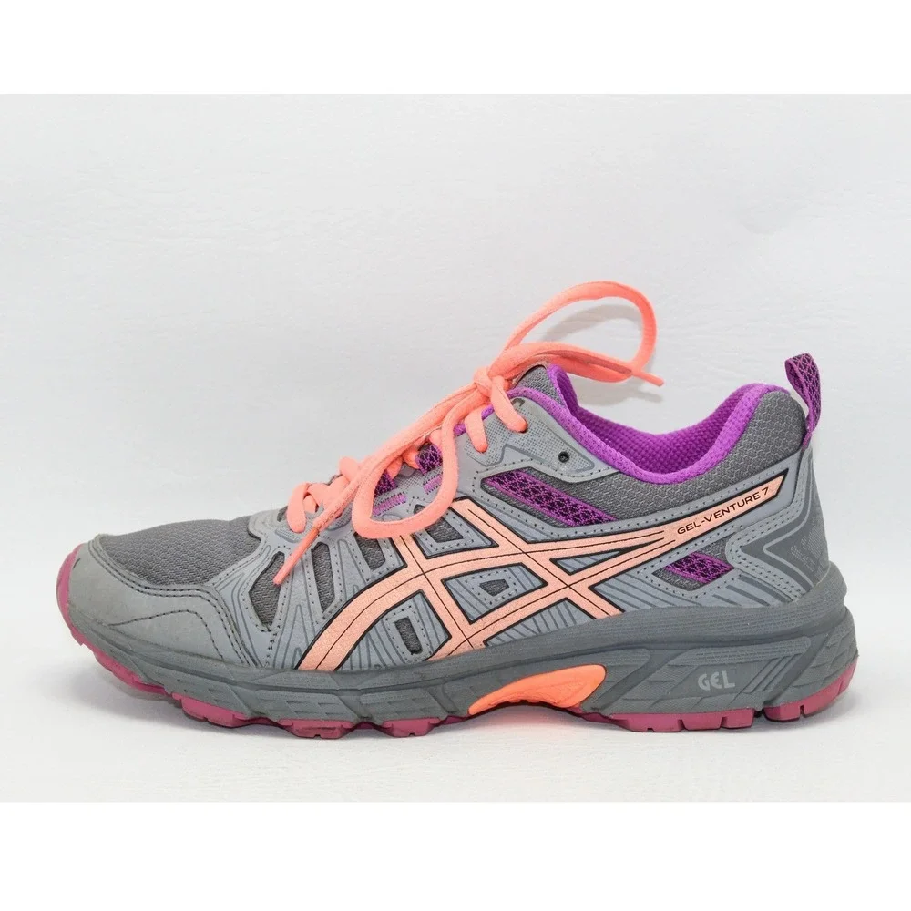 SINGLE SHOE Asics Gel Venture 7 Kids Trail Running Shoe Grey Peach Purple Size 4